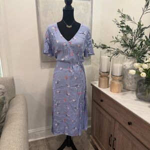 Madewell Light Blue Floral Midi Dress